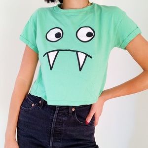 Bershka green monster cropped tee